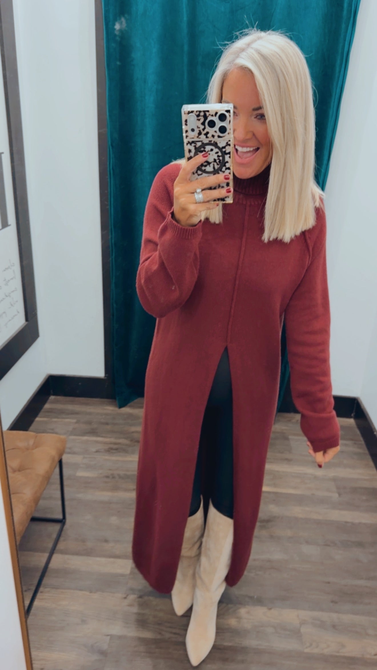 Front Slit Sweater Dress