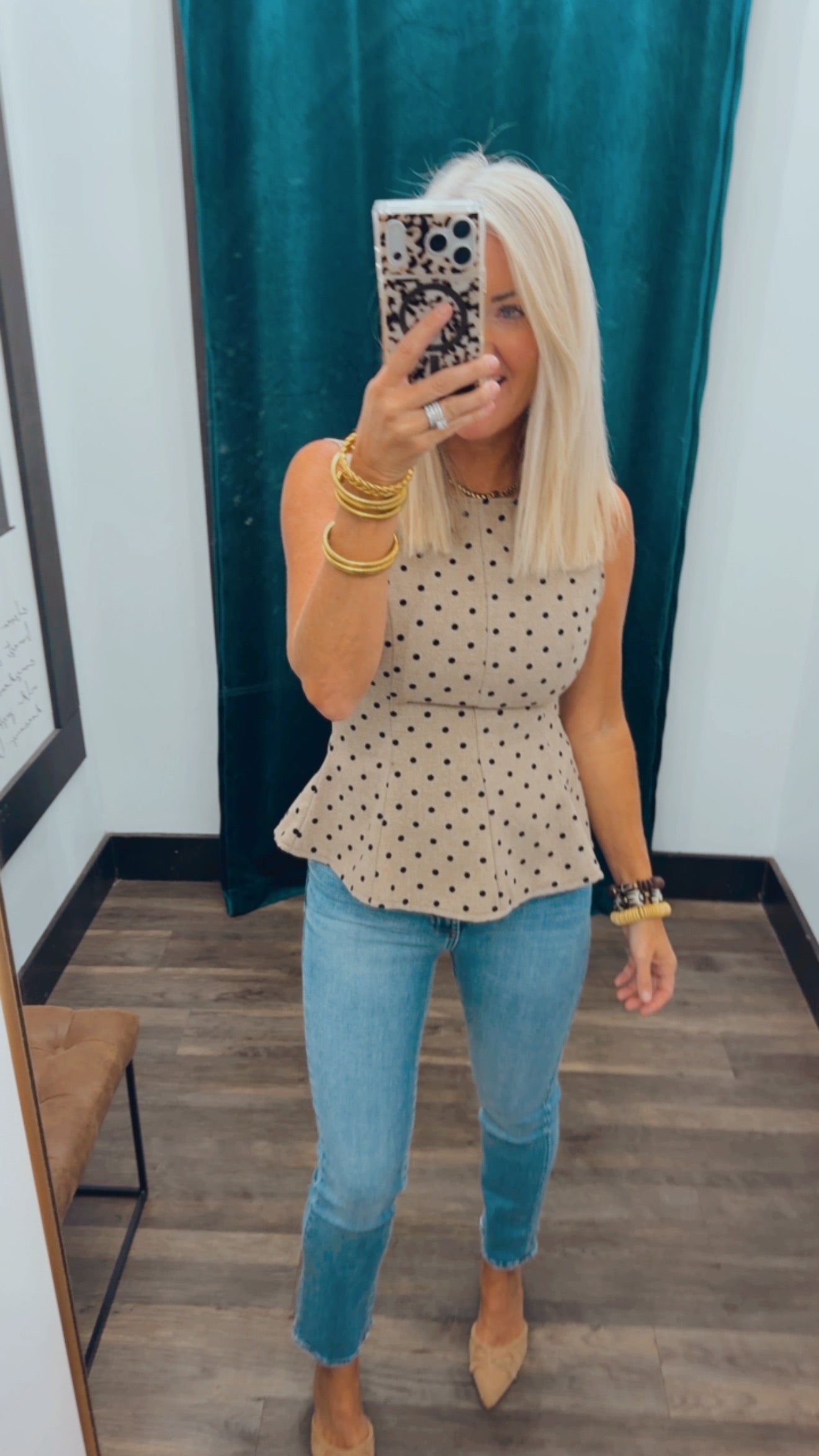 Polka Dot Peplum Top