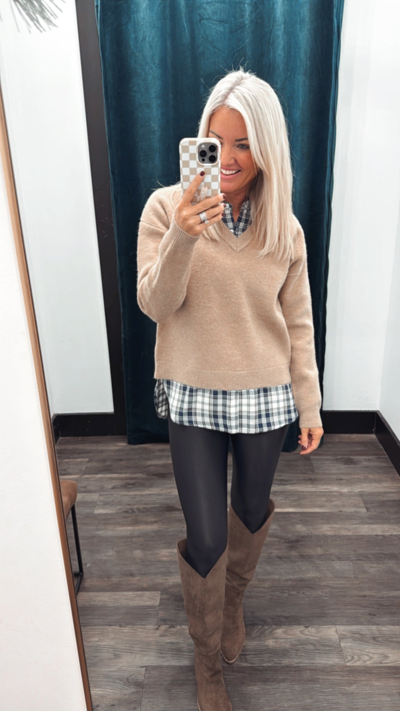Plaid Contrast Sweater