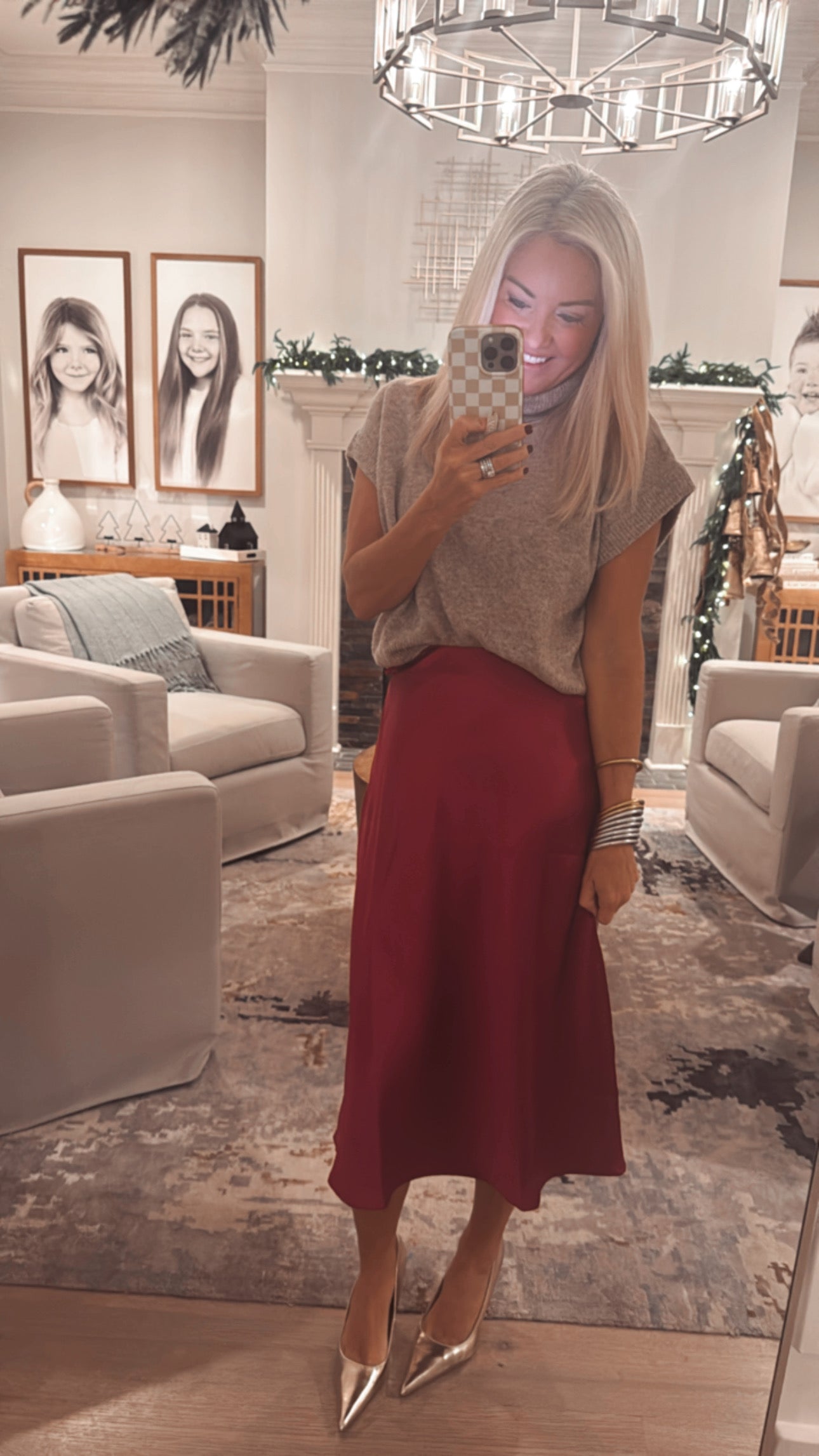 Satin Bias Midi Skirt