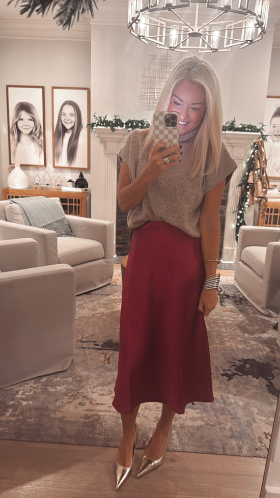 Satin Bias Midi Skirt