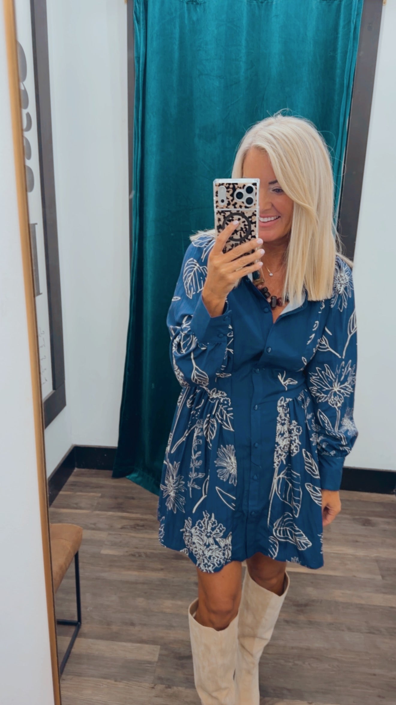 Botanical Mandarin Collar Dress