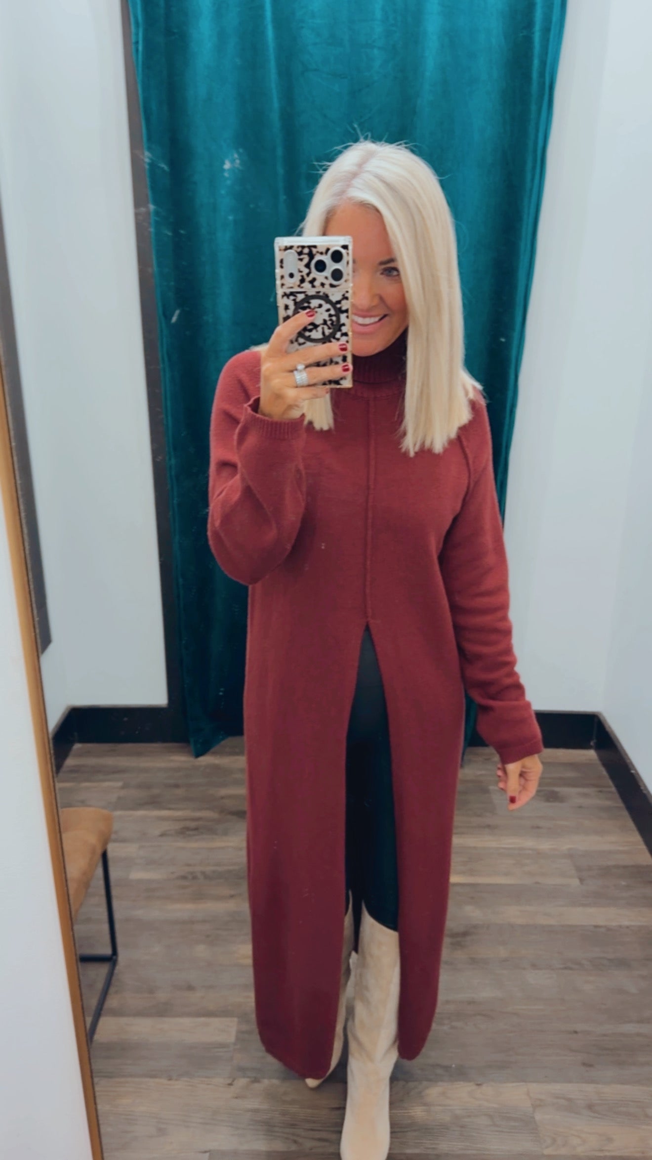 Front Slit Sweater Dress