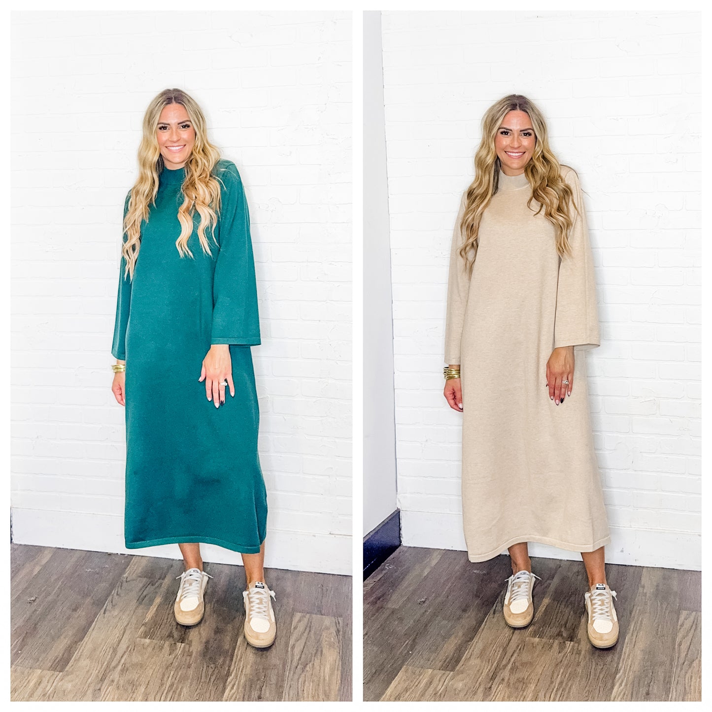 Mock Neck Midi Sweater Dress