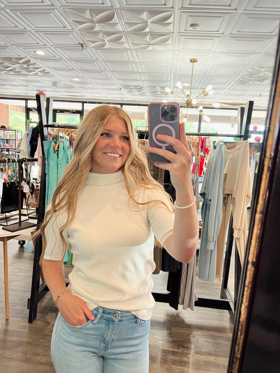 Mock Neck Basic Sweater Top