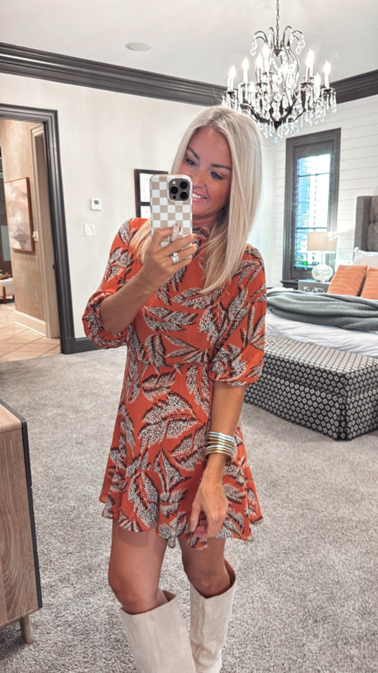 Feathered Geo Print Dress