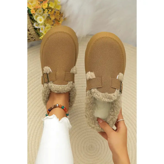 Buckle Thick Sole Thermal Slippers