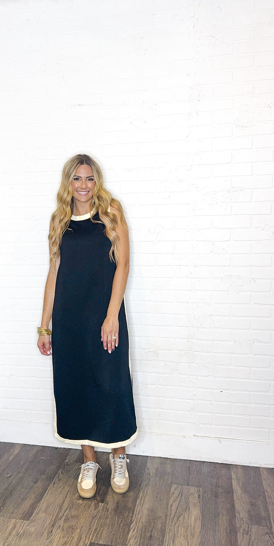 Contrast Sleeveless Midi Dress