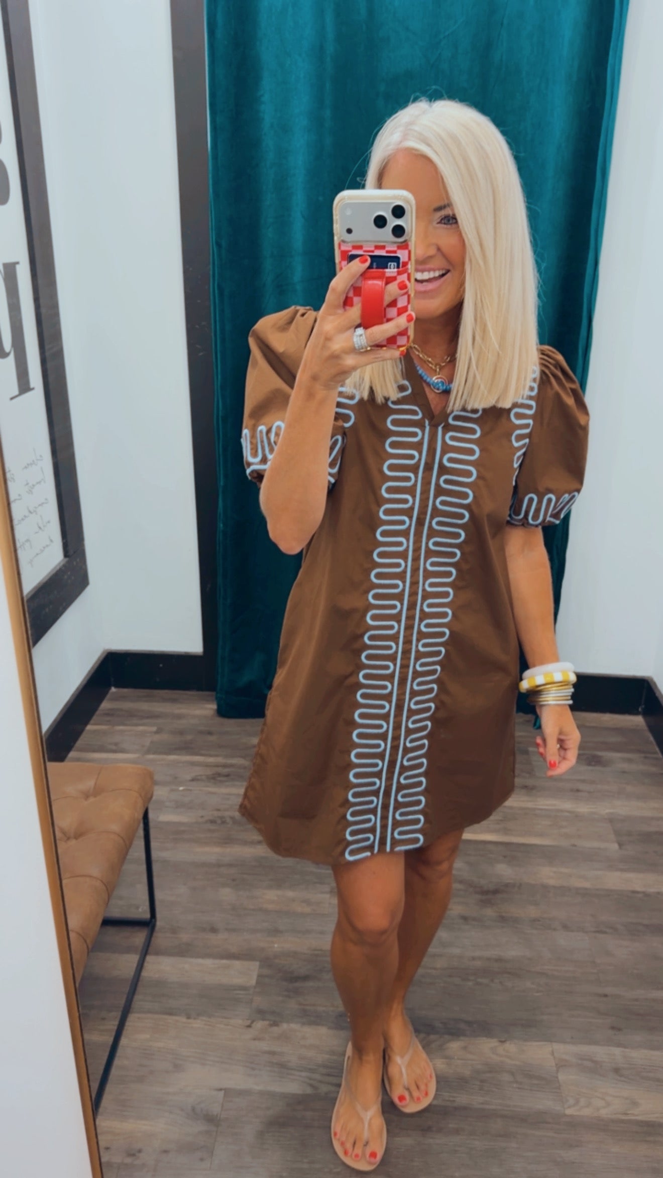 Embroidered Shift Dress