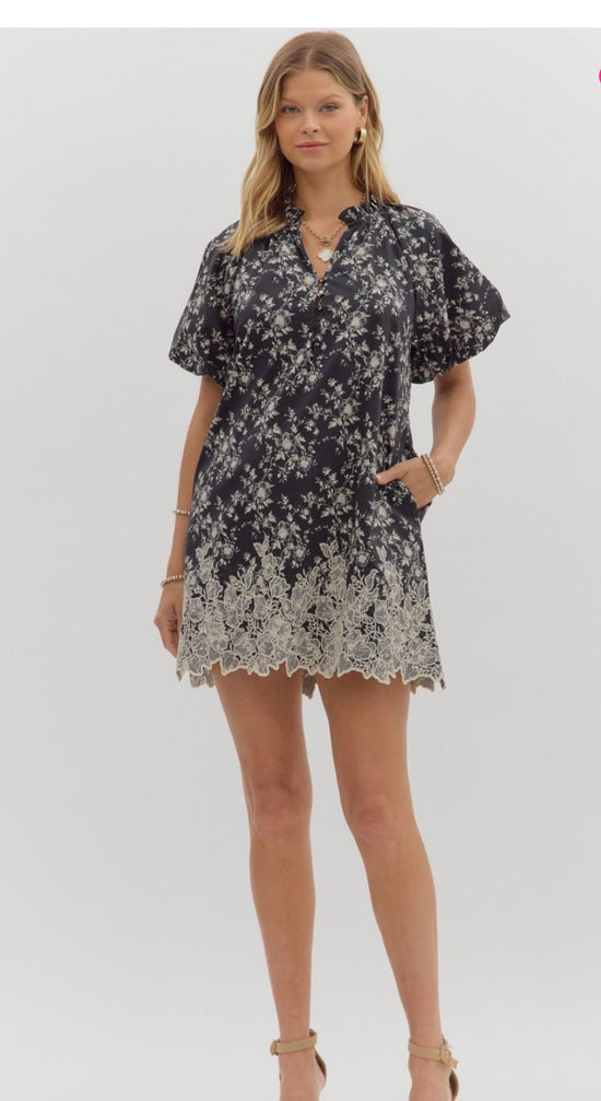 Embroidered Hem Mini Dress