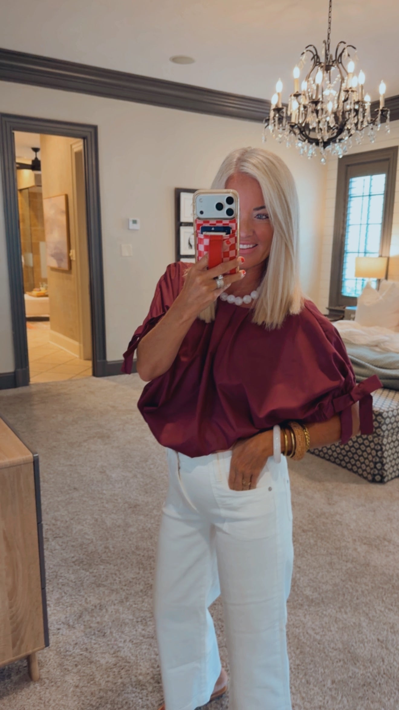 Bubble Hem Bow Sleeve Top