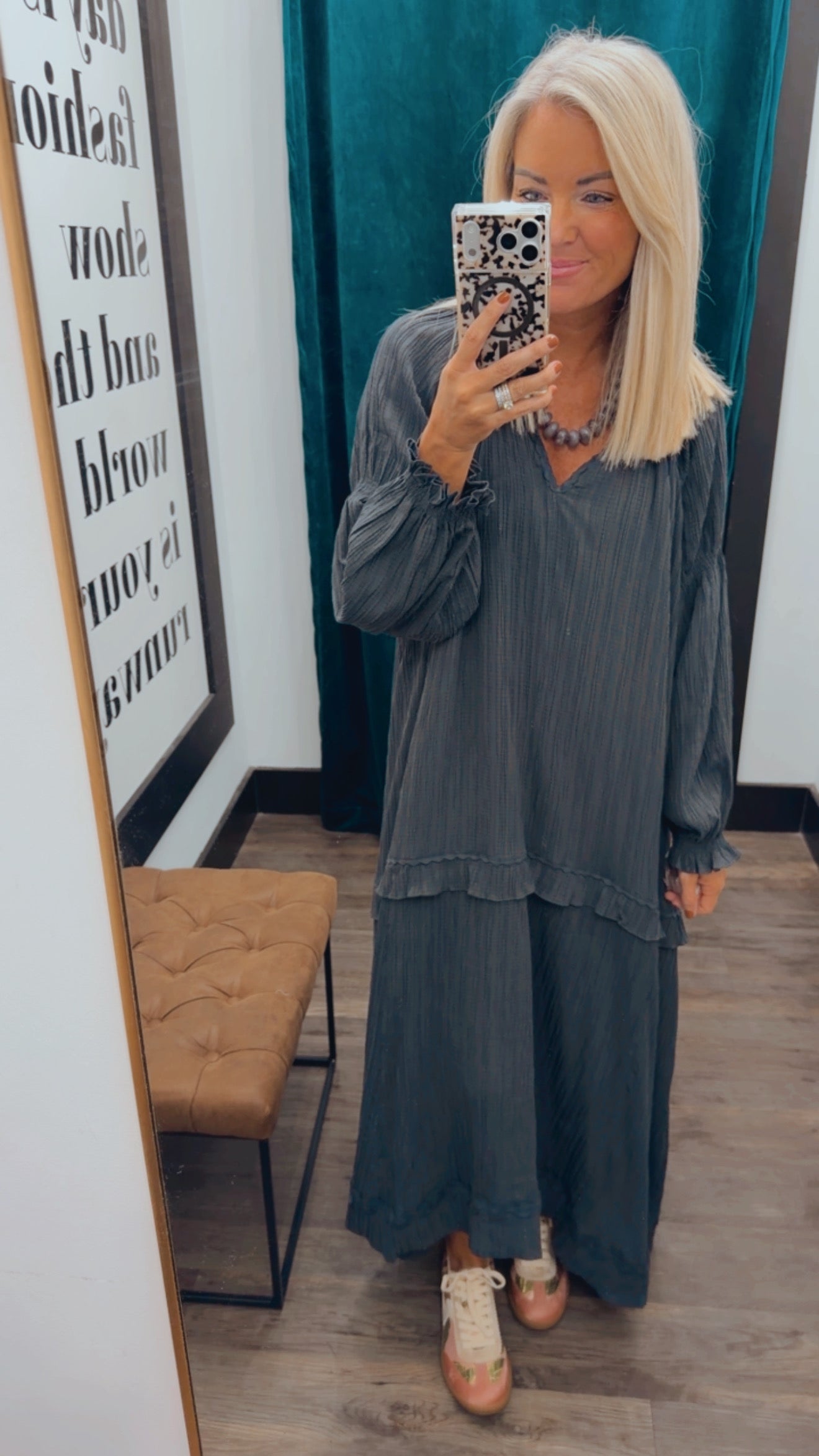 Rickrack Trim Maxi Dress