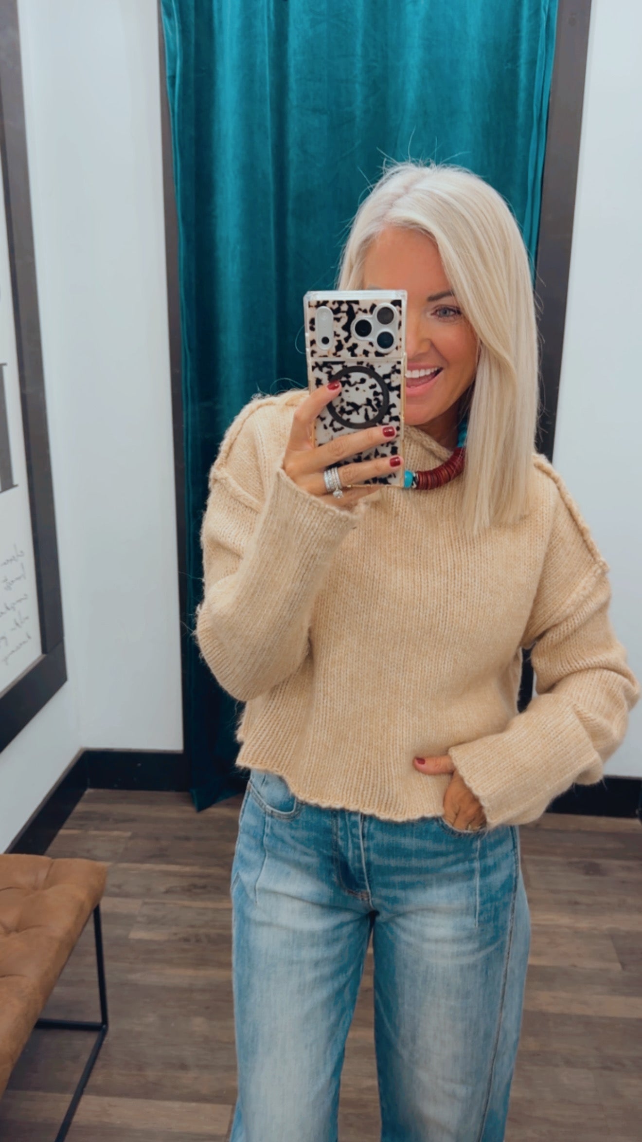 Boxy Mock Neck Sweater