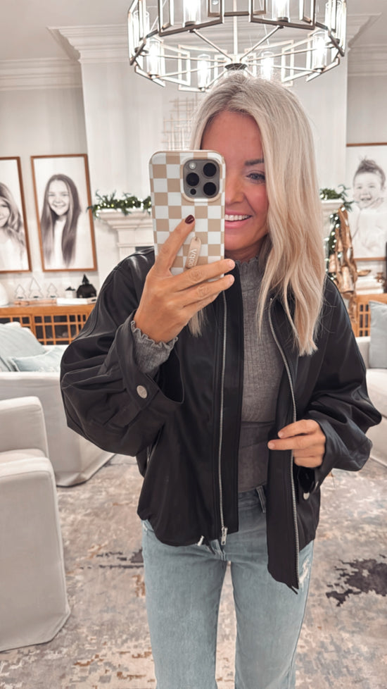 Edgy Faux Leather Jacket