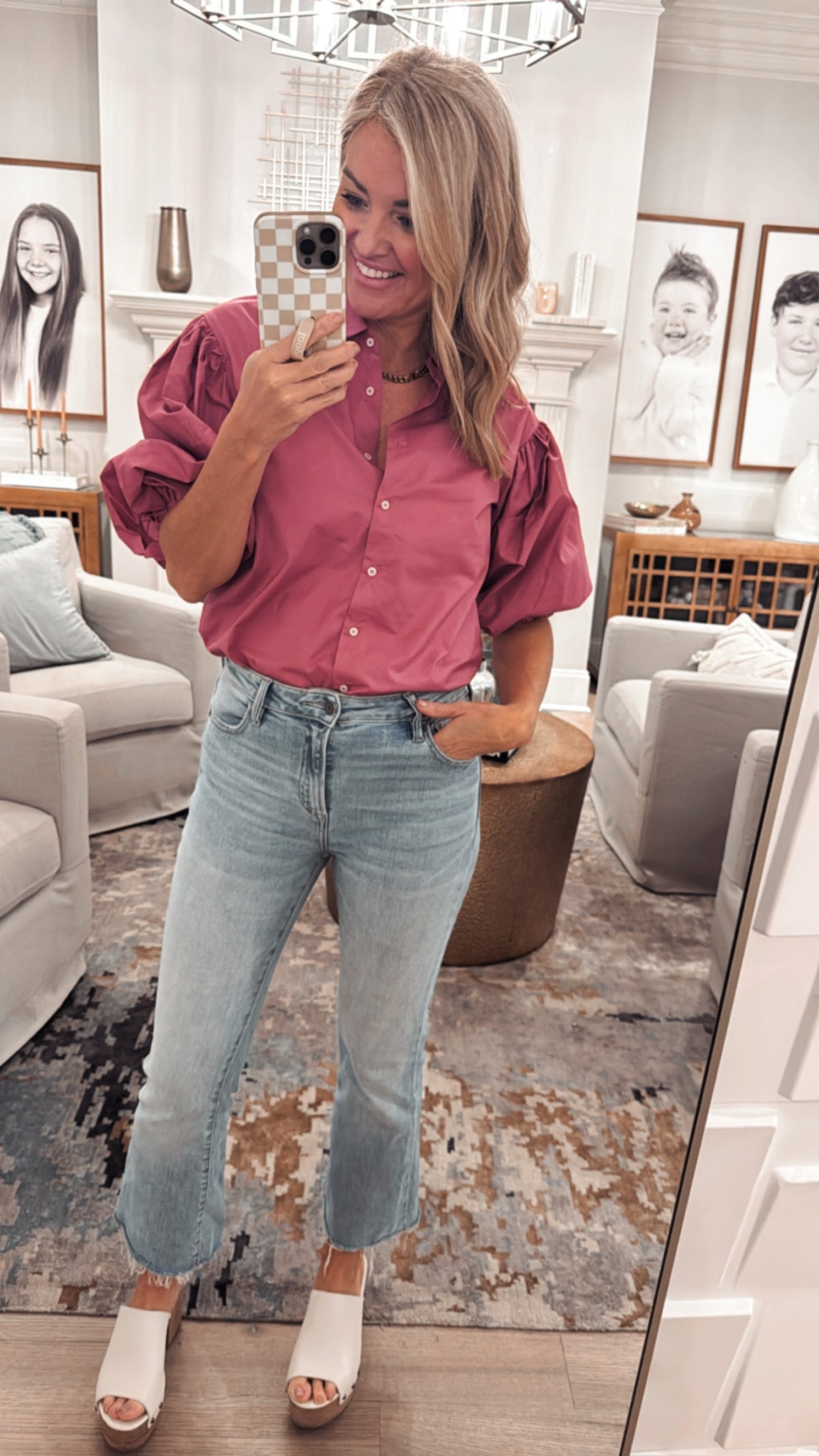 Karlie Poplin Button Down Top