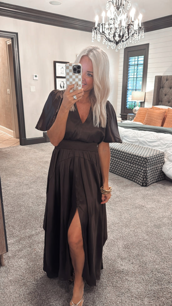 Chiffon Slit Detailed Maxi Dress
