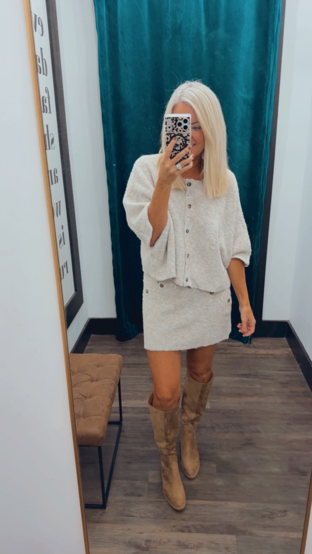 Button Detail Sweater Set