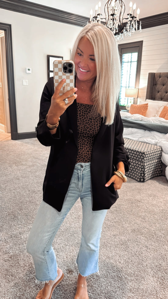 Ruched Sleeve Blazer