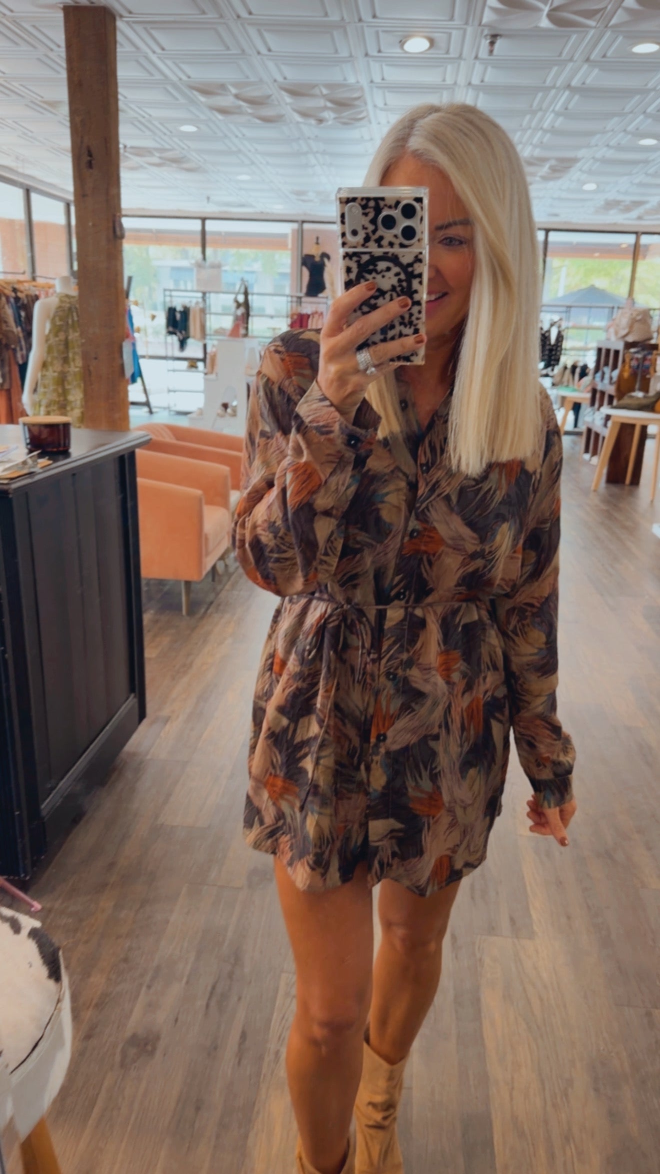 Abstract Button Up Romper