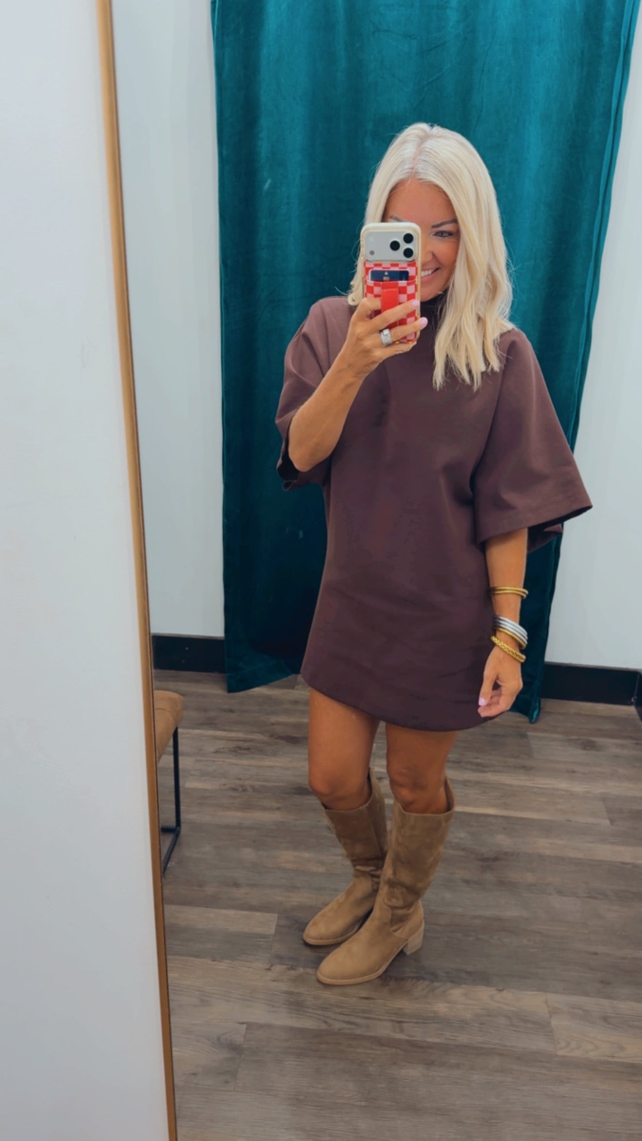 Batwing High Neck Mini Dress