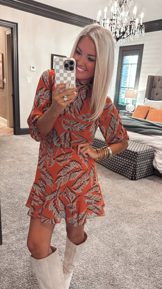 Feathered Geo Print Dress