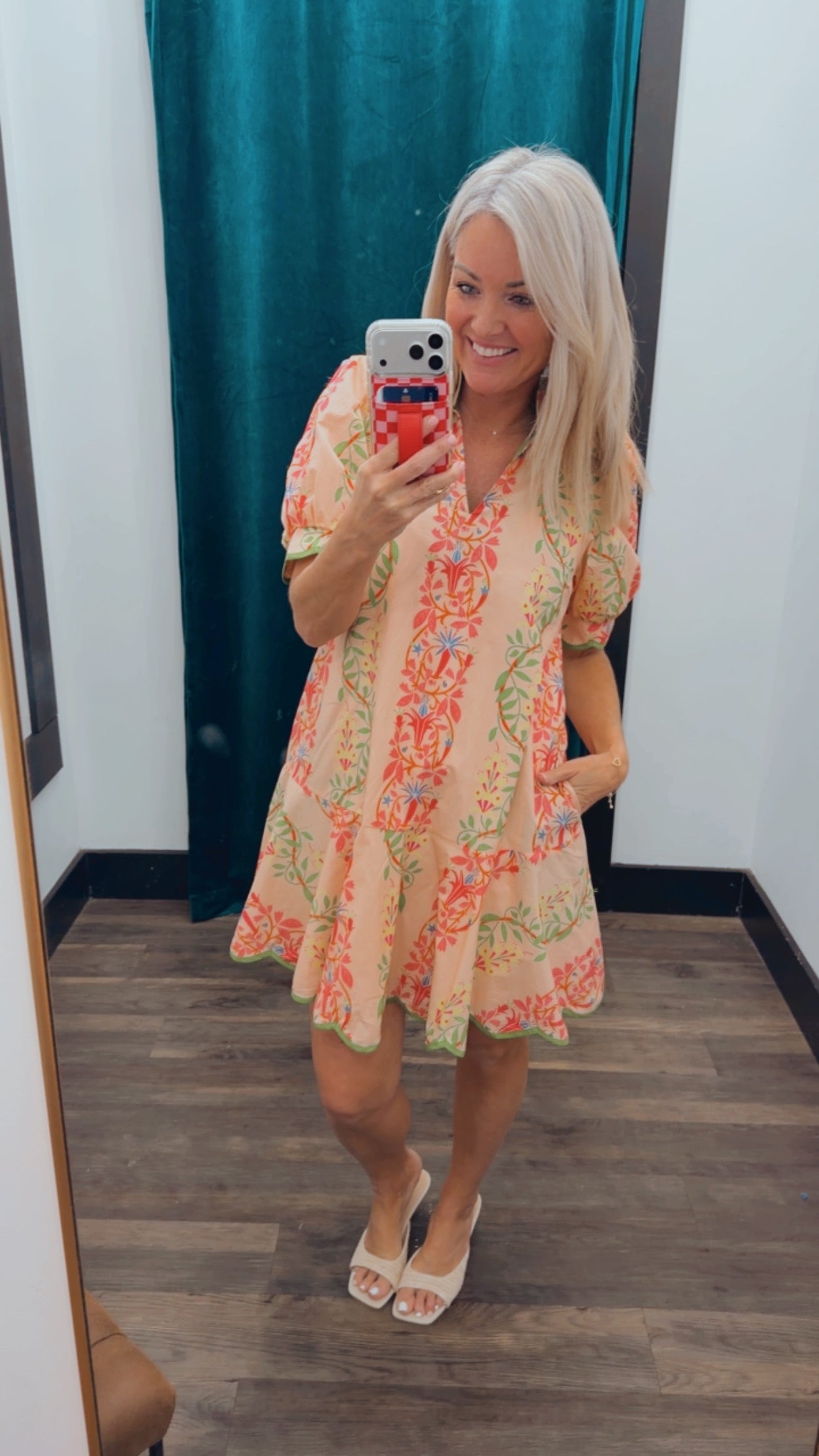 Vibrant Puff Sleeve Dress