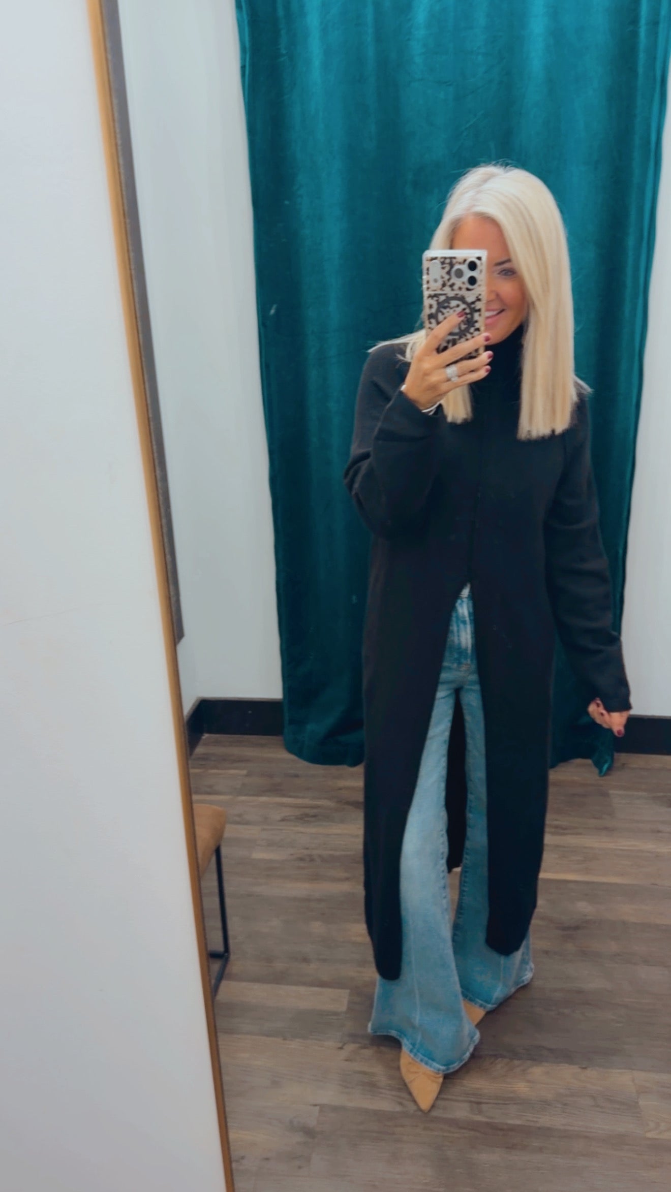 Front Slit Midi Sweater Dress