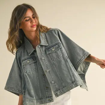 Cape Style Denim Jacket