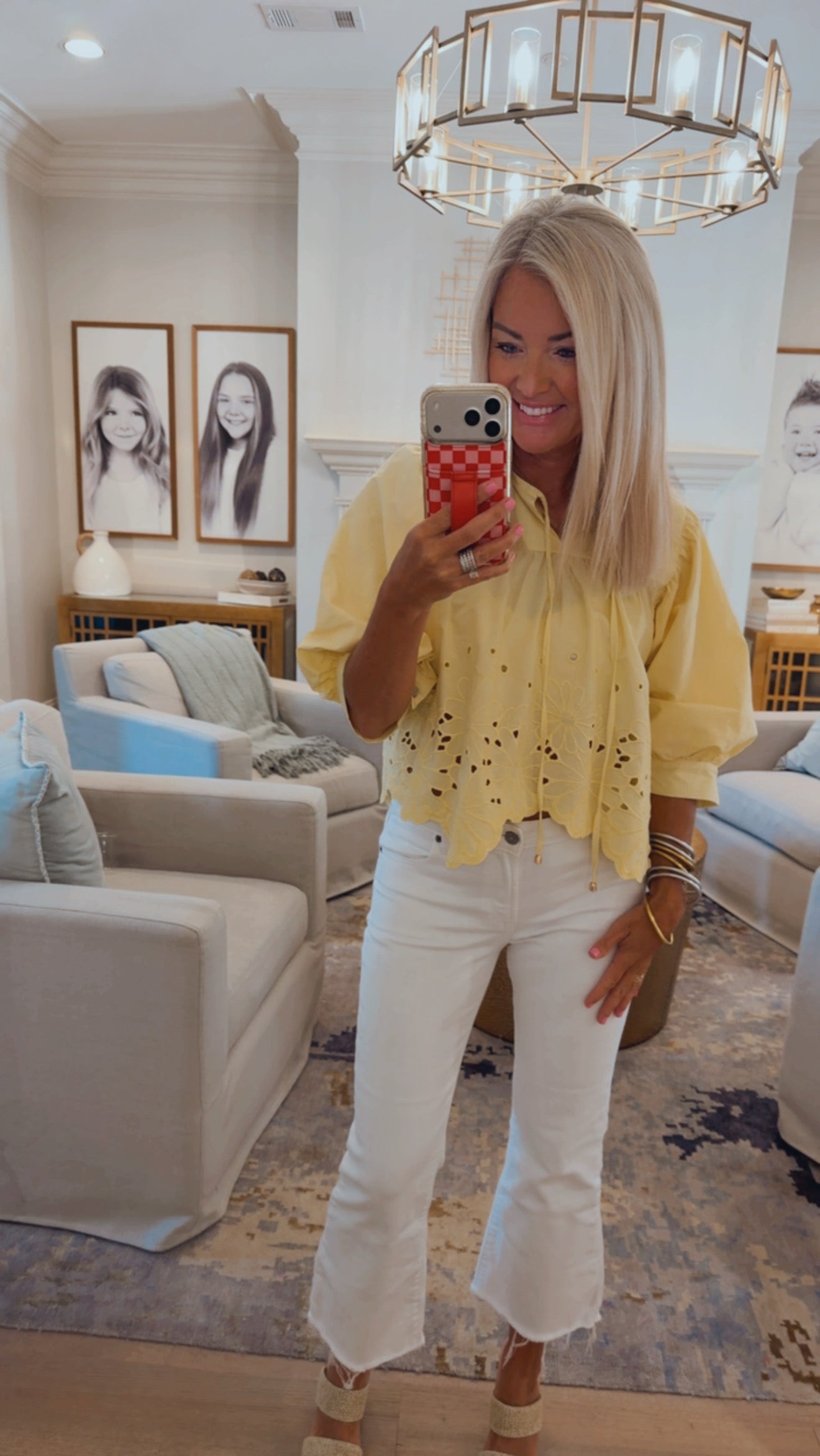 Embroidered Puff Sleeve Top