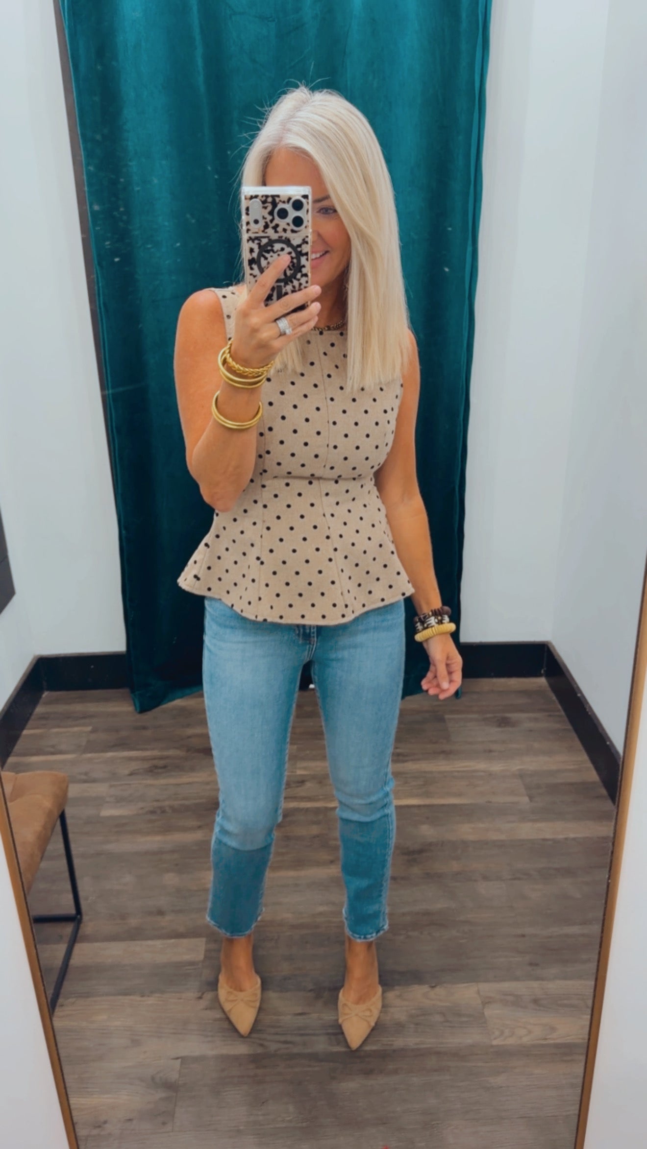 Polka Dot Peplum Top