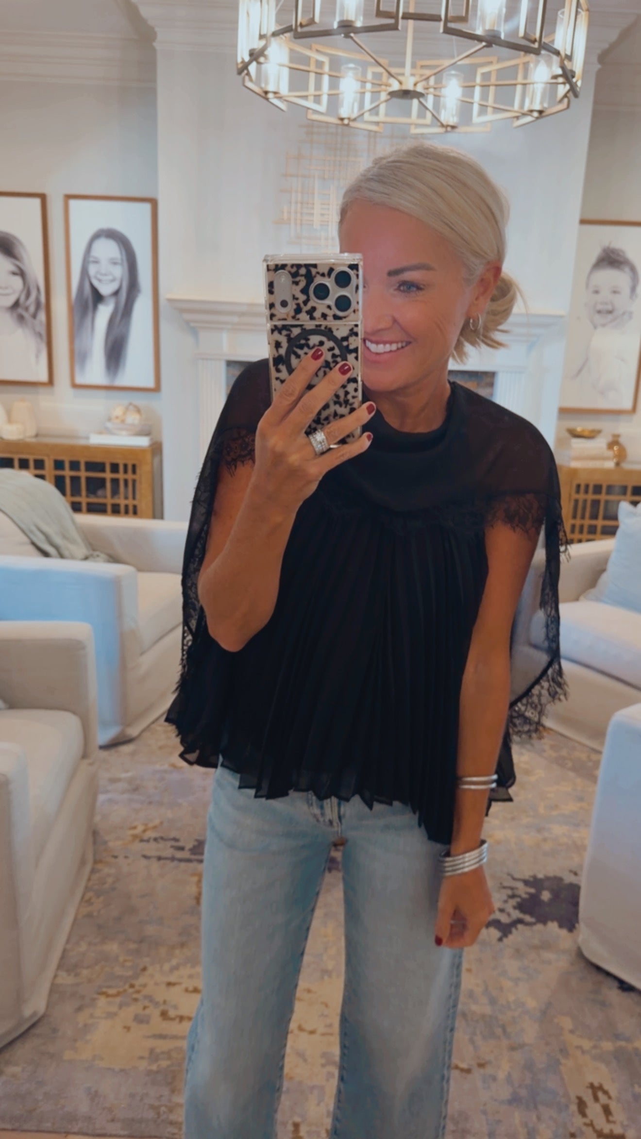 Pleated Flowy Cape Top