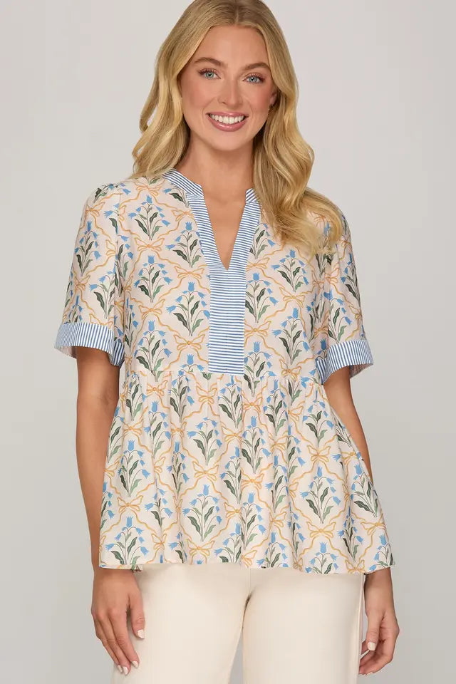 Contrast Floral Top