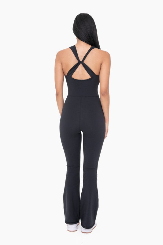Load image into Gallery viewer, Cross Knot Back Flared Jumpsuit
