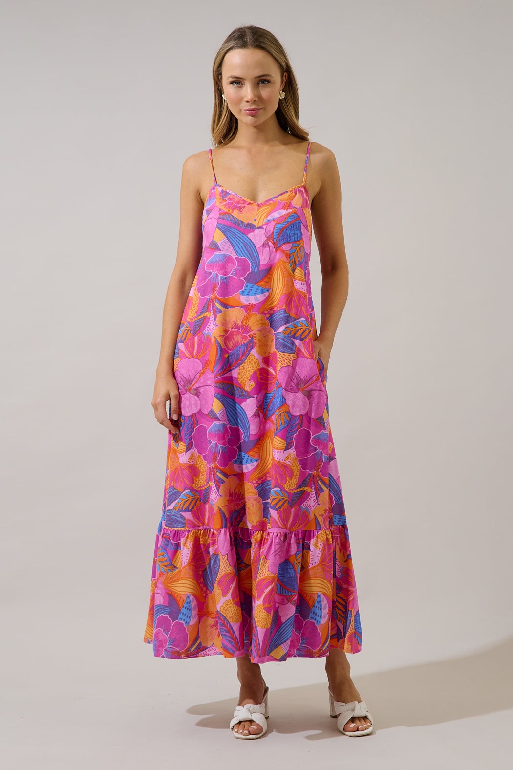 Chelsy Floral Tie Back Maxi Dress