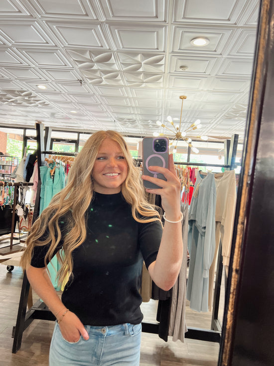 Mock Neck Basic Sweater Top