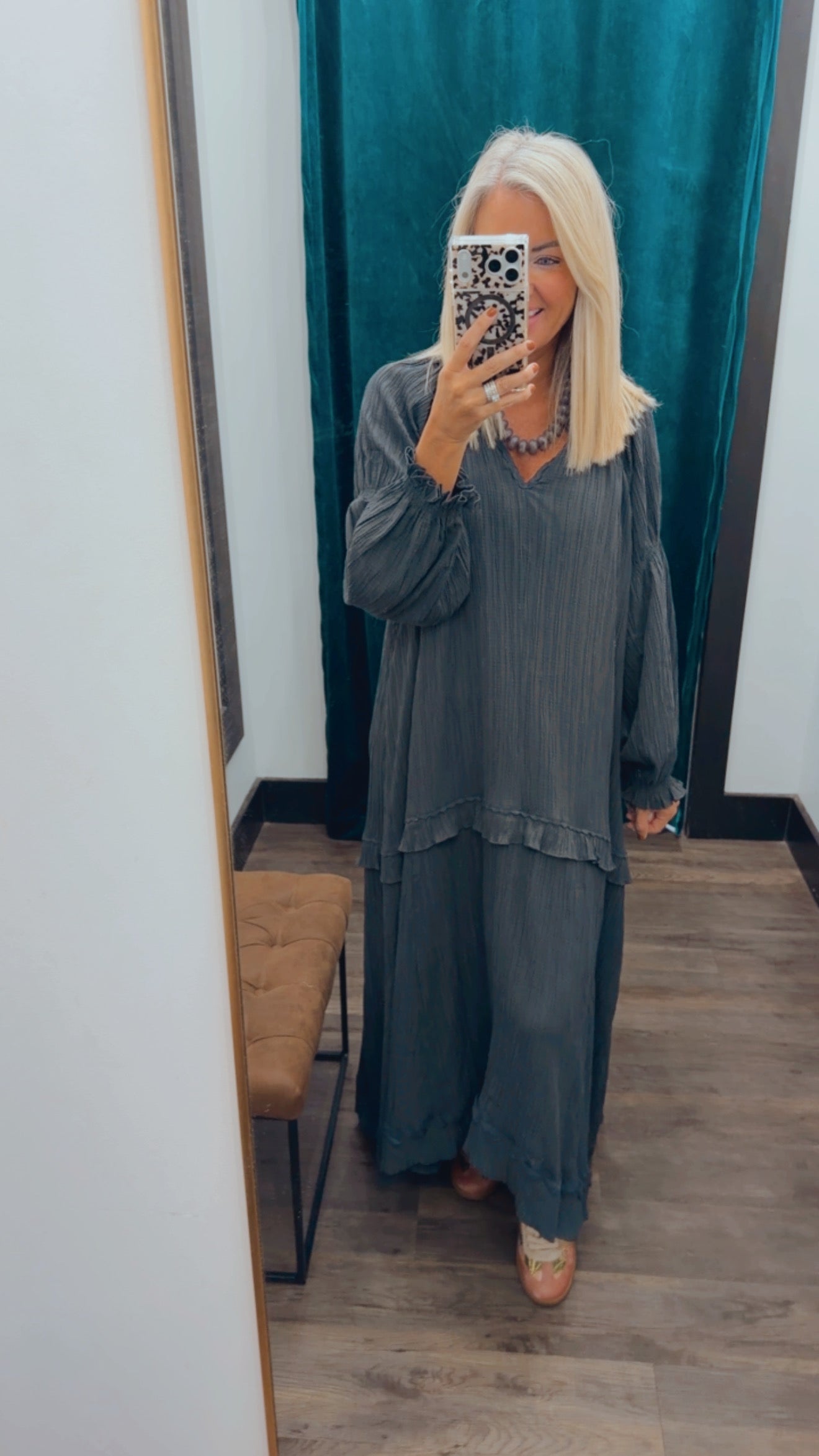 Rickrack Trim Maxi Dress