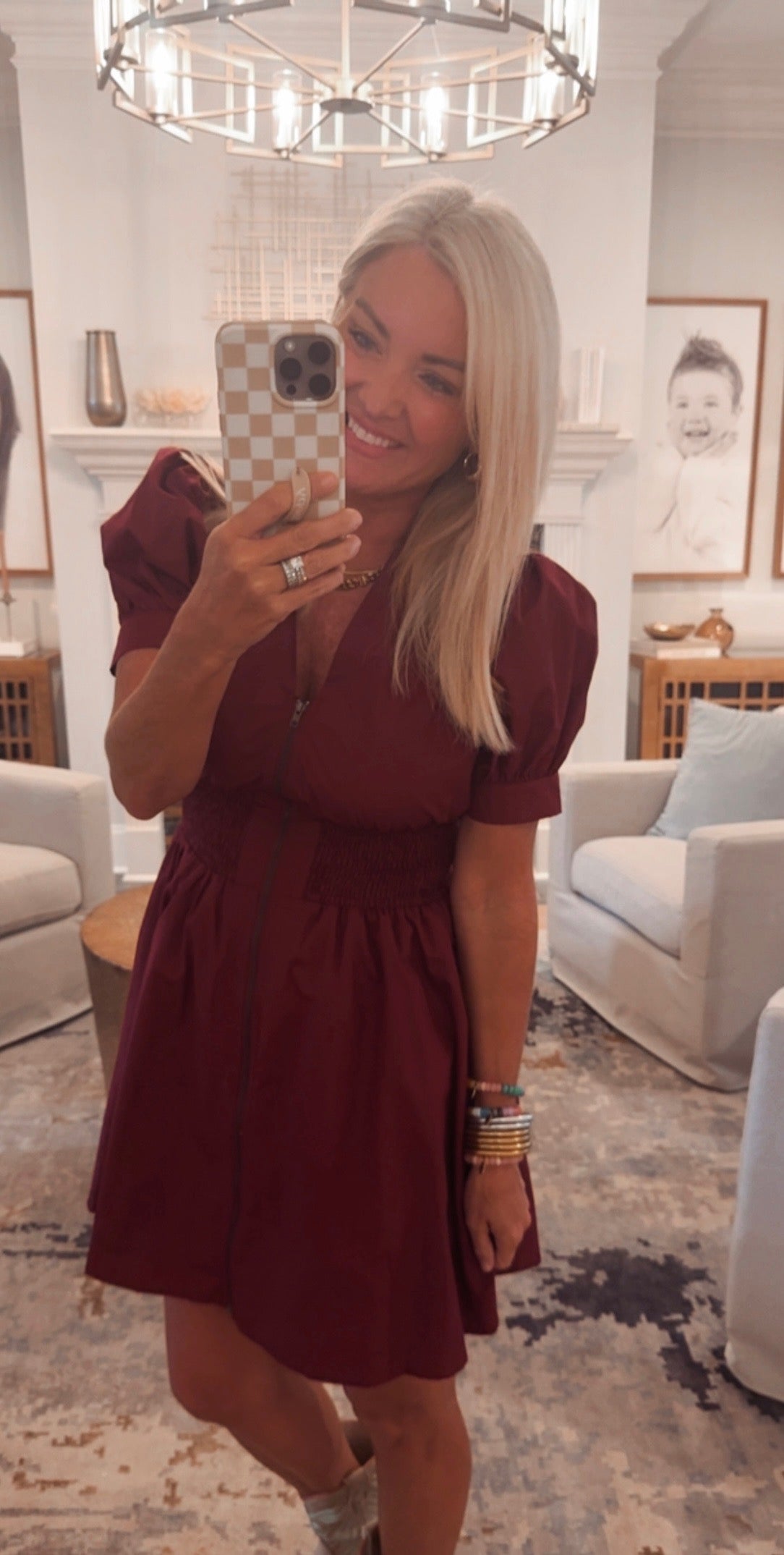 Puff Sleeve Smocked Mini Dress