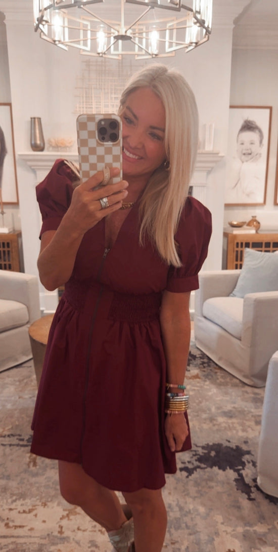 Puff Sleeve Smocked Mini Dress
