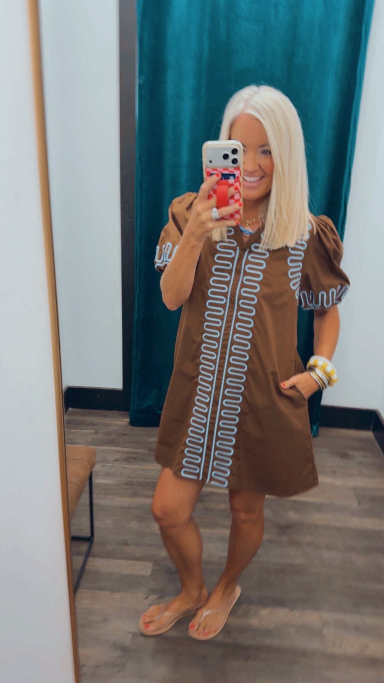 Embroidered Shift Dress