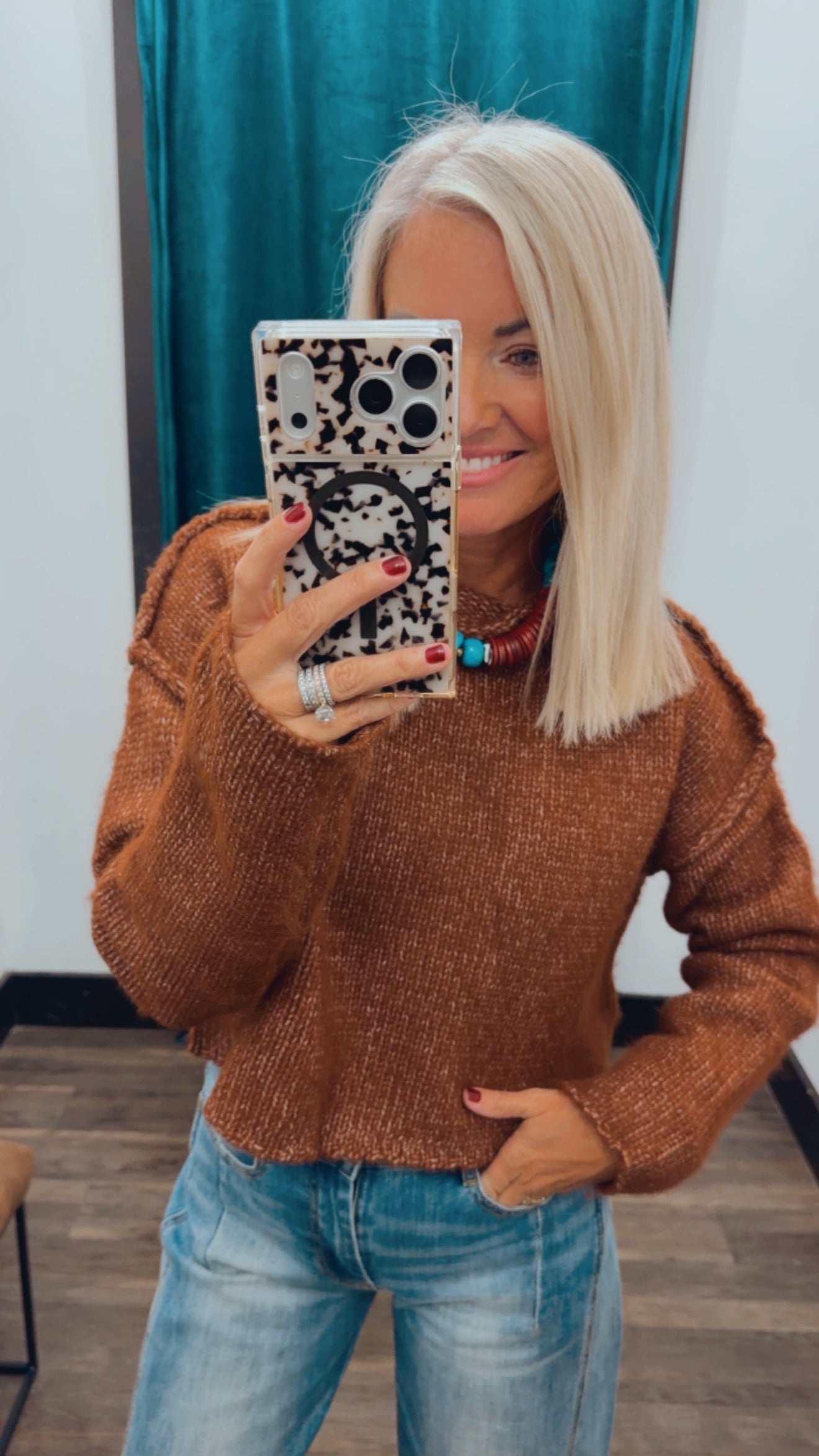 Boxy Mock Neck Sweater