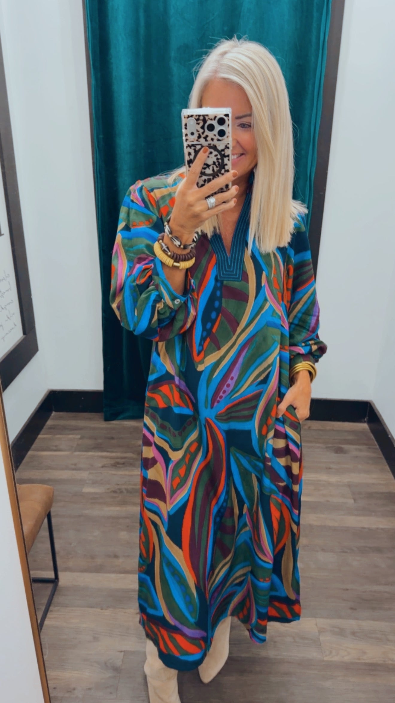 Boho Floral Midi Dress