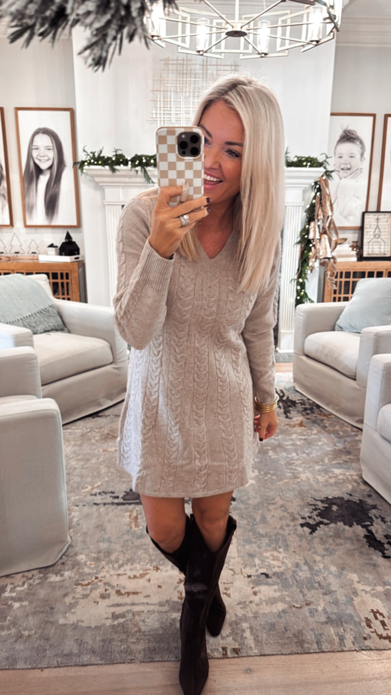 Cable Knit Mini Sweater Dress