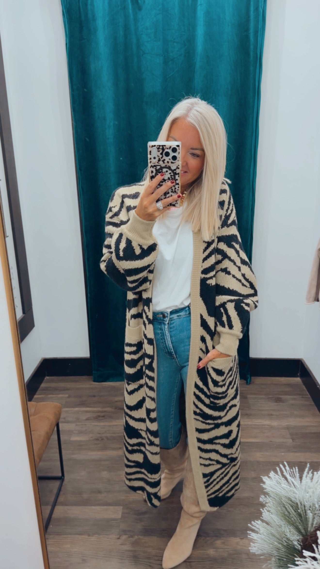 Animal Print Knit Cardigan