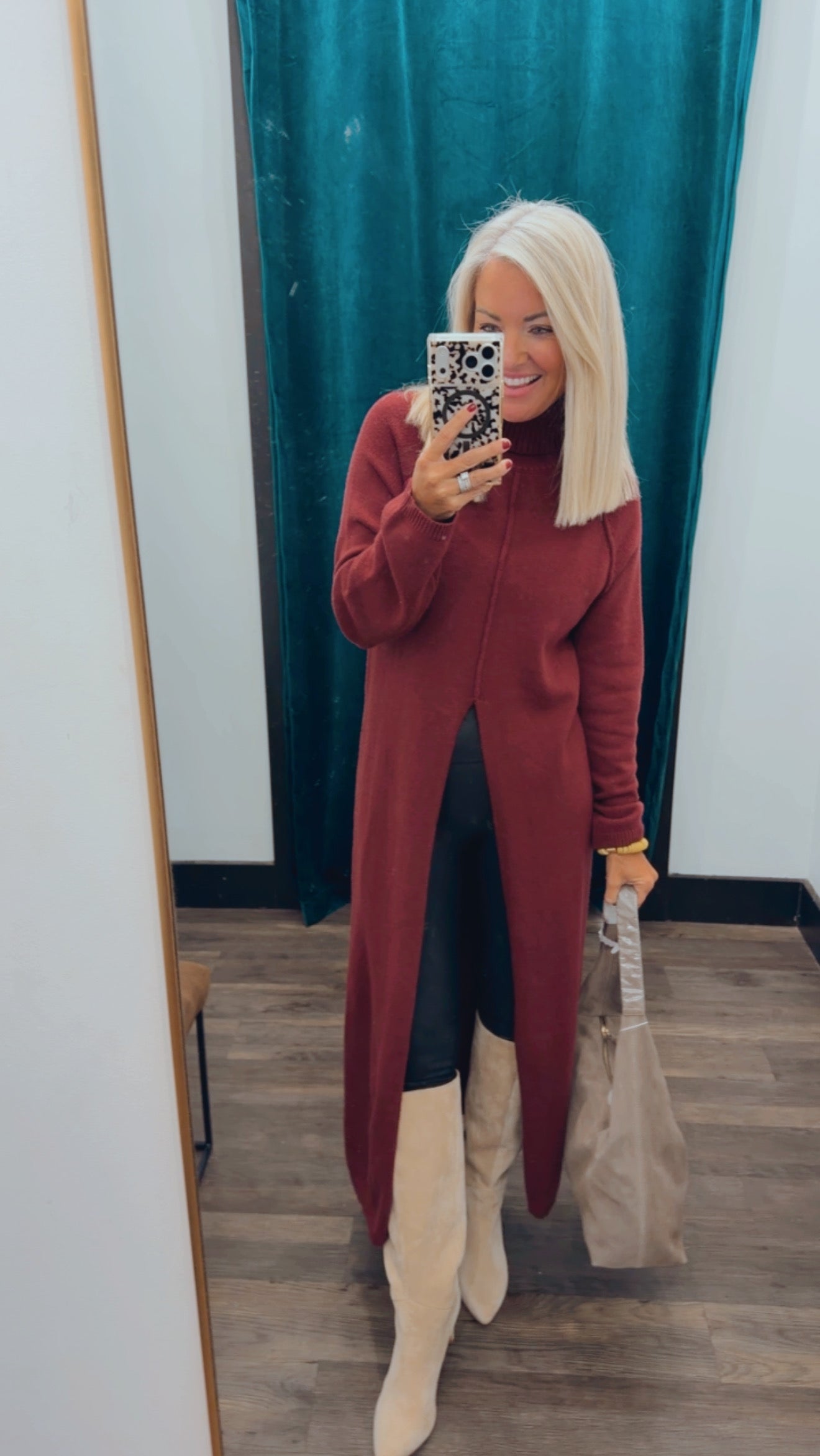 Front Slit Sweater Dress