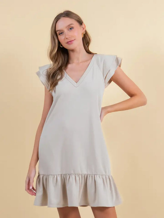 Double Ruffle Cap Sleeve Mini Dress