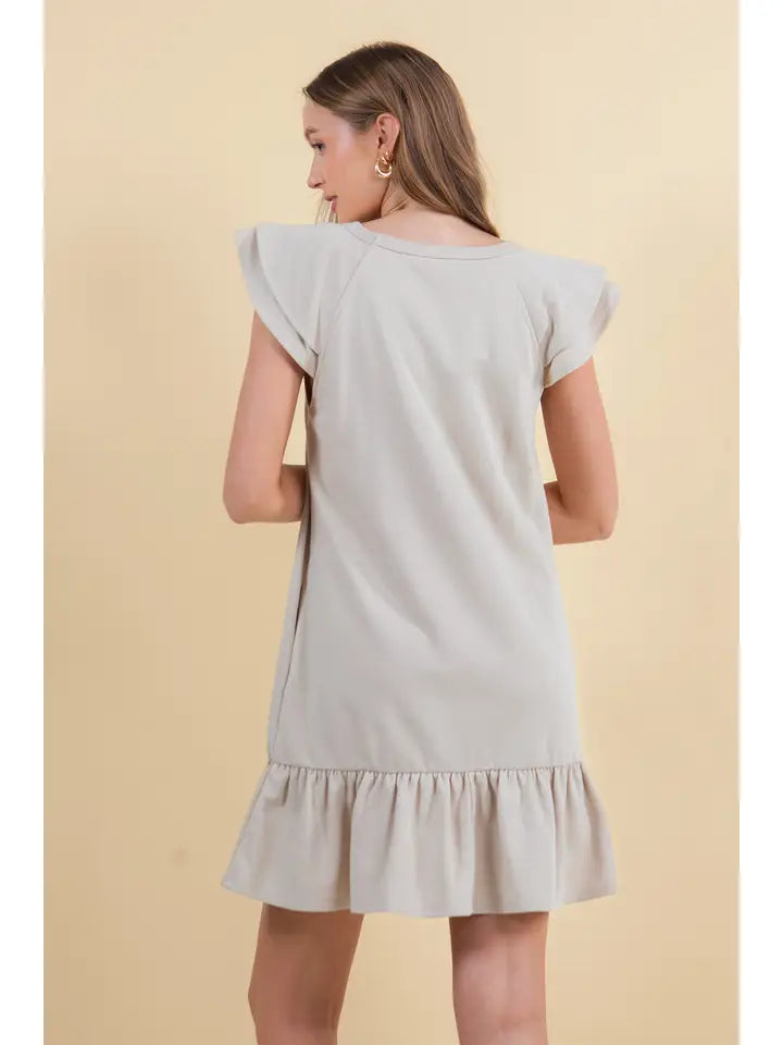 Double Ruffle Cap Sleeve Mini Dress