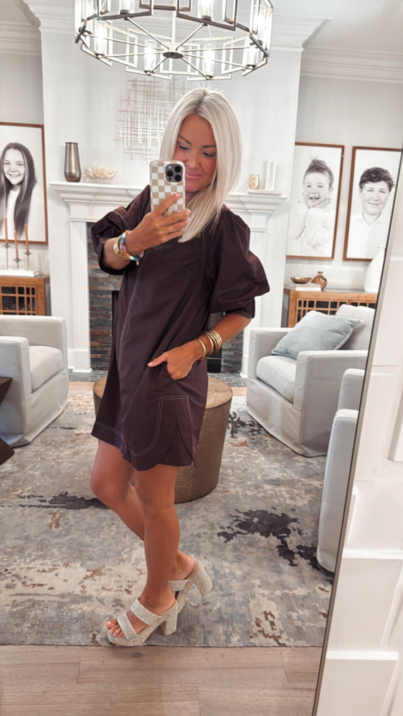 Lantern Sleeve Mini Dress