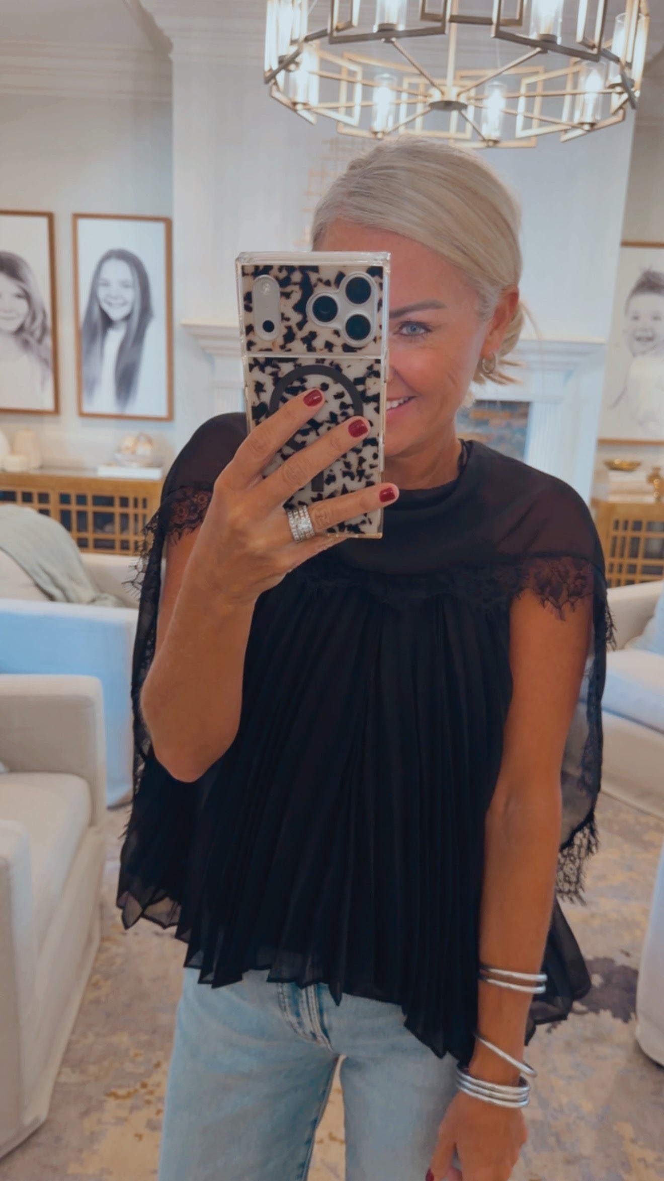 Pleated Flowy Cape Top