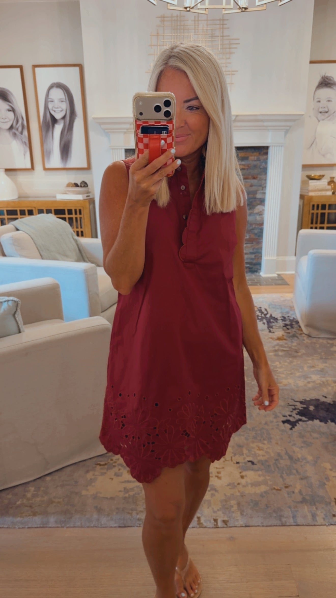 Eyelet Button Front Dress