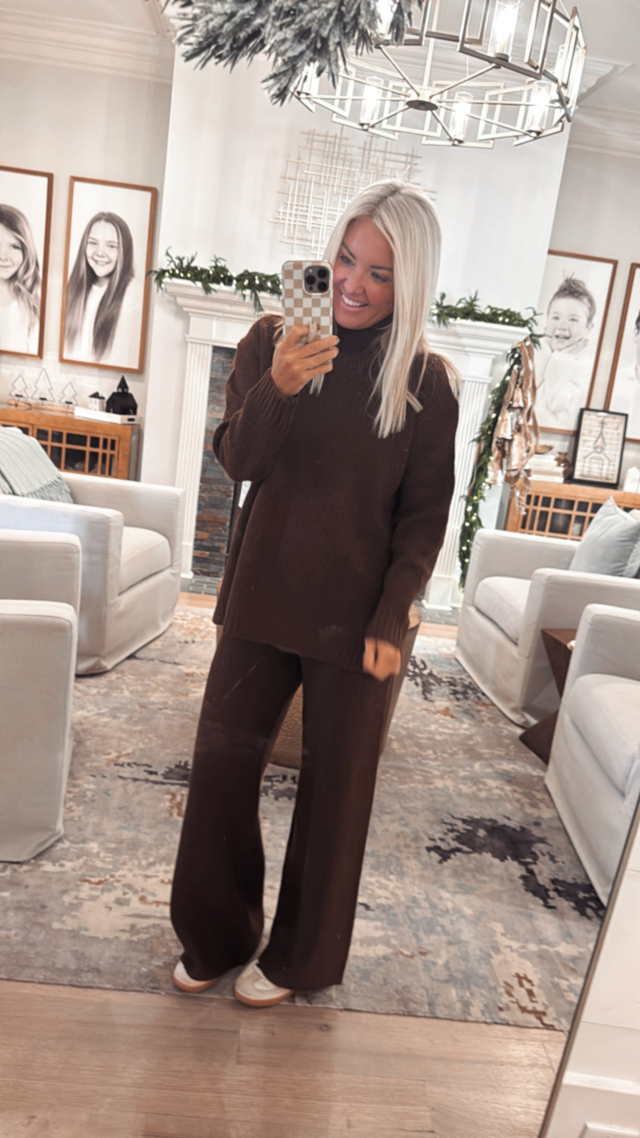 Mock Neck Sweater-wide Pants Matching Set